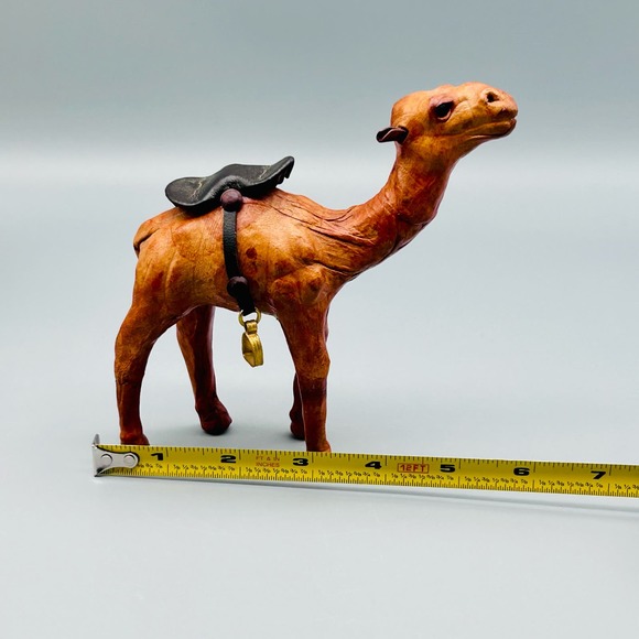 Vintage Leather Tooled Dromedary Camel Toy Figurine 6” - Picture 6 of 6